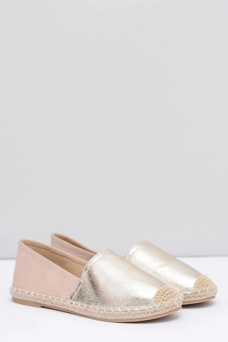 Outlet Złote Damskie Wsuwane Espadryle Paoli Damskie Czarne Espadryle