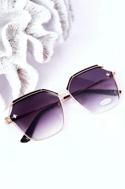 Best Złote Geometryczne Okulary Przeciwsłoneczne Czarne Ombre Okulary