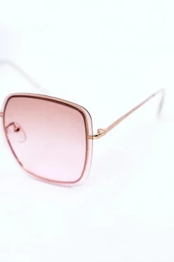 Discount Złote Kwadratowe Okulary Brązowo-Różowe Ombre Okulary