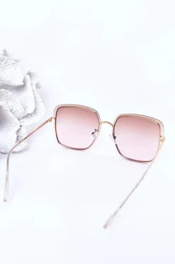 Discount Złote Kwadratowe Okulary Brązowo-Różowe Ombre Okulary