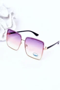 Okulary>Boto Złote Kwadratowe Okulary Fioletowo-Żółte Ombre