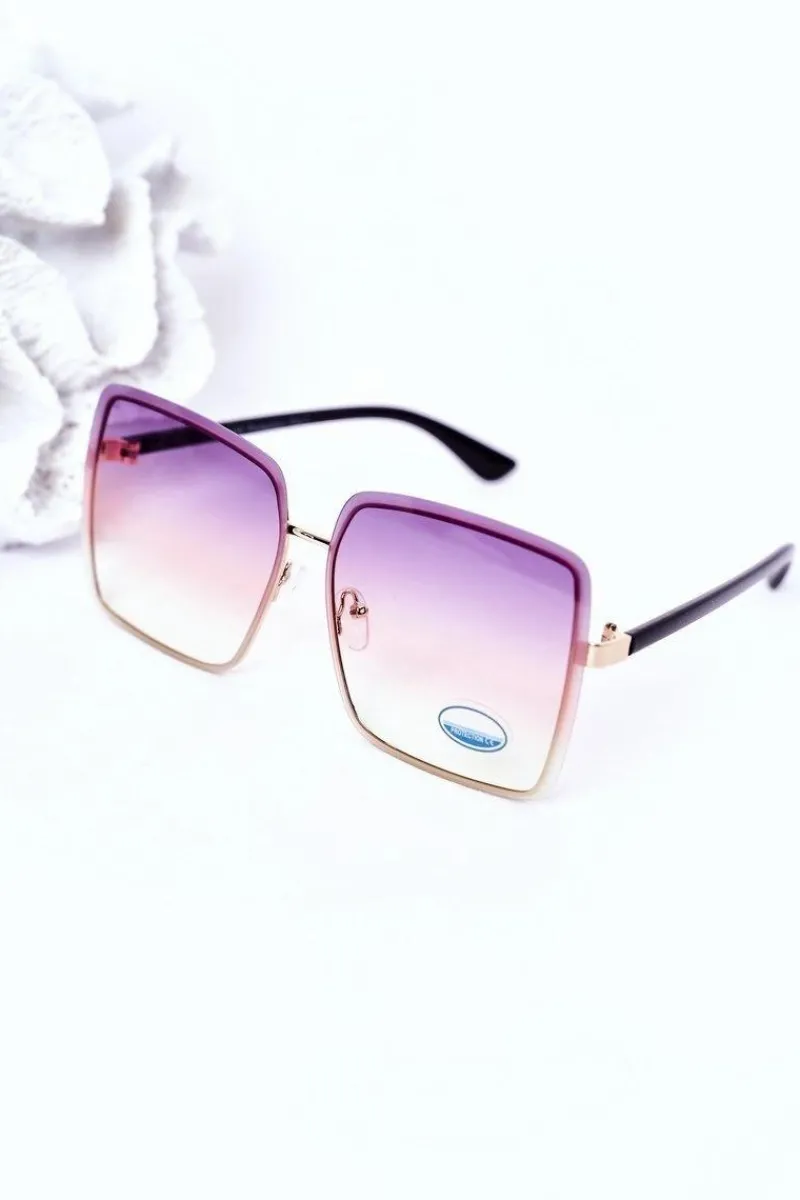 Okulary>Boto Złote Kwadratowe Okulary Fioletowo-Żółte Ombre