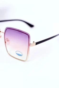 Okulary>Boto Złote Kwadratowe Okulary Fioletowo-Żółte Ombre