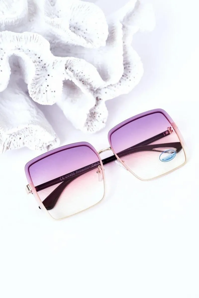 Okulary>Boto Złote Kwadratowe Okulary Fioletowo-Żółte Ombre