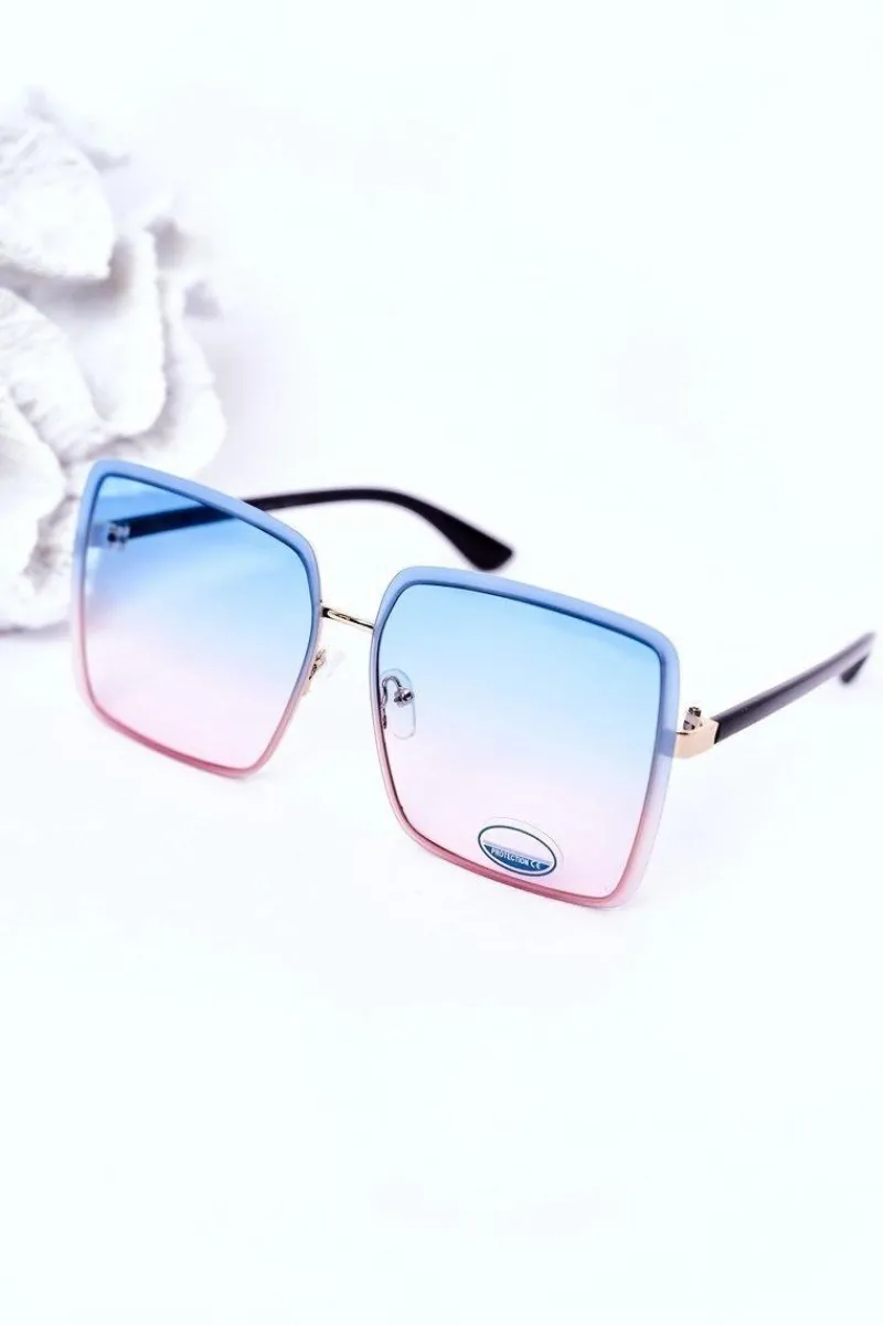 Okulary>Boto Złote Kwadratowe Okulary Niebiesko-Różowe Ombre