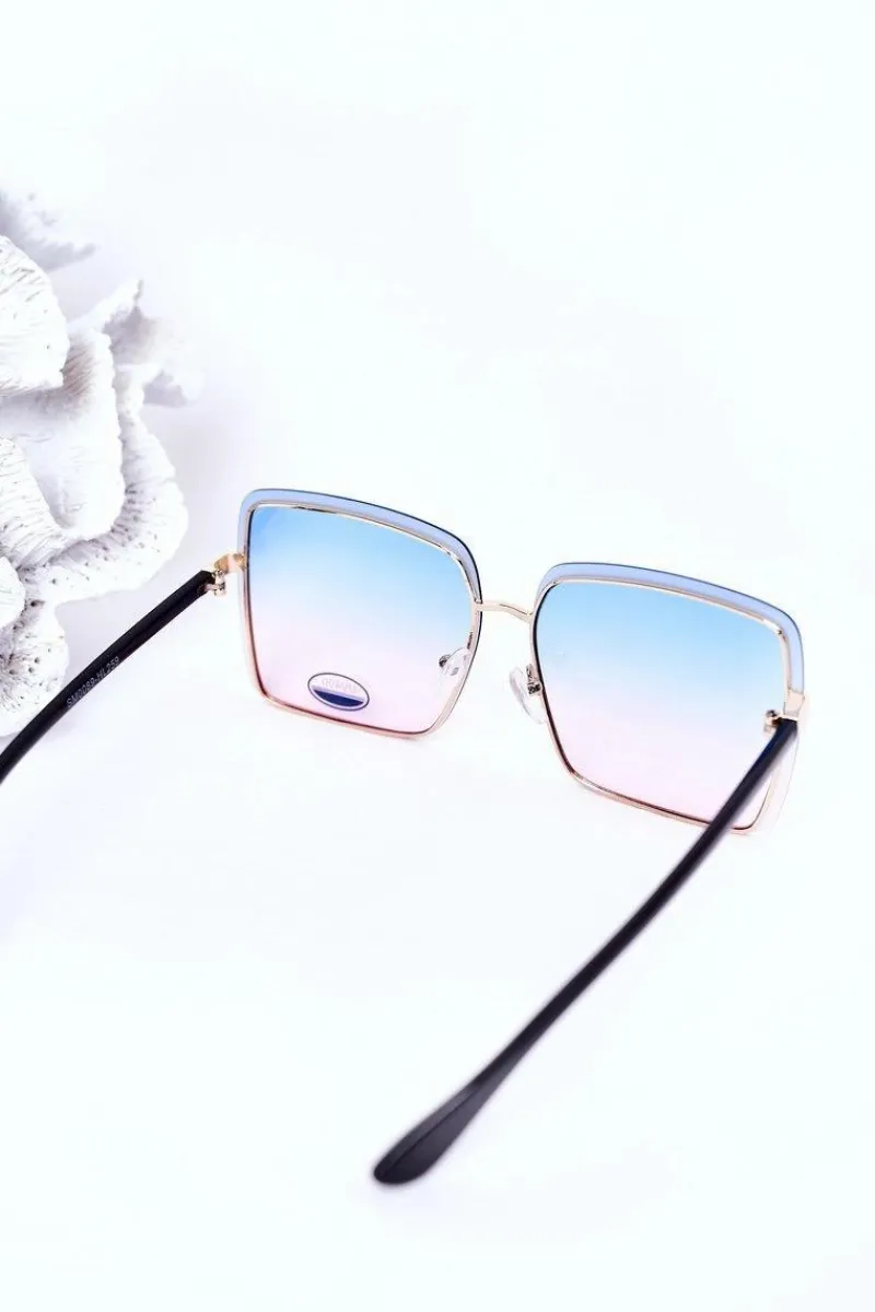 Okulary>Boto Złote Kwadratowe Okulary Niebiesko-Różowe Ombre