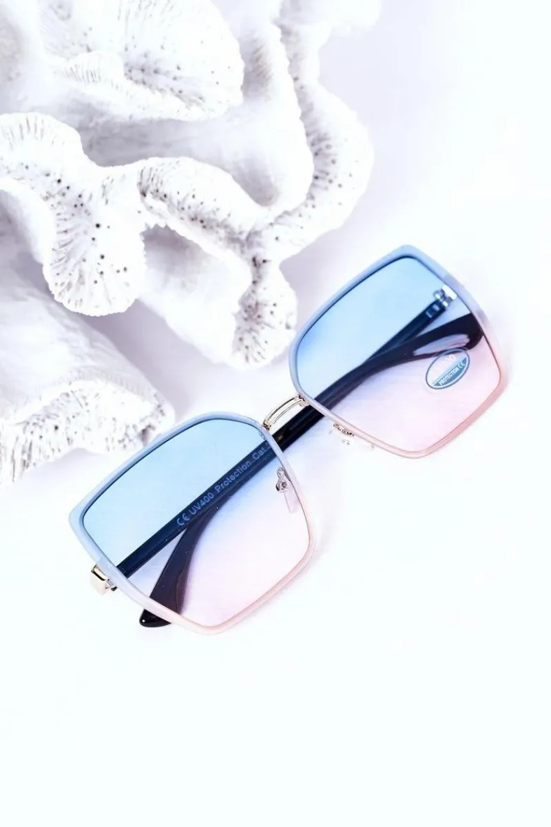 Okulary>Boto Złote Kwadratowe Okulary Niebiesko-Różowe Ombre