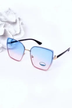Okulary>Boto Złote Kwadratowe Okulary Niebiesko-Różowe Ombre