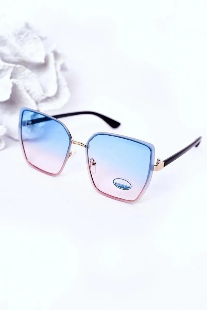 Okulary>Boto Złote Kwadratowe Okulary Niebiesko-Różowe Ombre