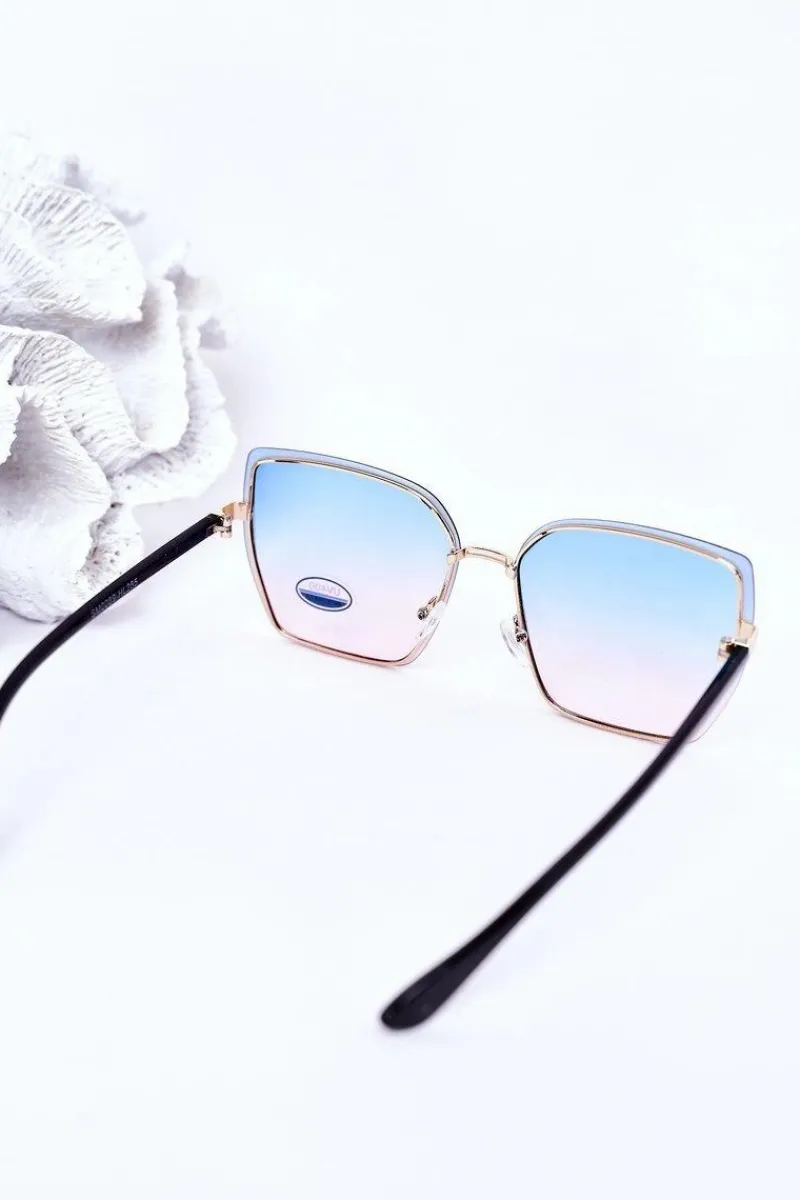 Okulary>Boto Złote Kwadratowe Okulary Niebiesko-Różowe Ombre