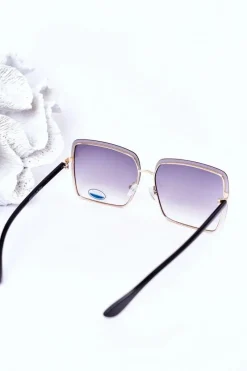 Sale Boto Złote Kwadratowe Okulary Szare Ombre