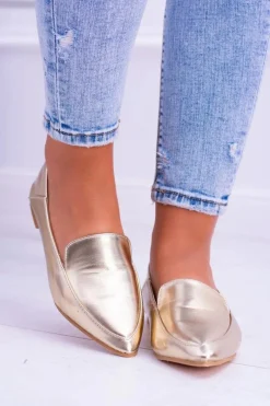 Online Boto Złote Lustrzane Mokasyny Damskie Lu Boo Mireldo