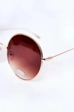 Okulary>Boto Złote Okrągłe Okulary Z Brązowymi Szkłami Ombre