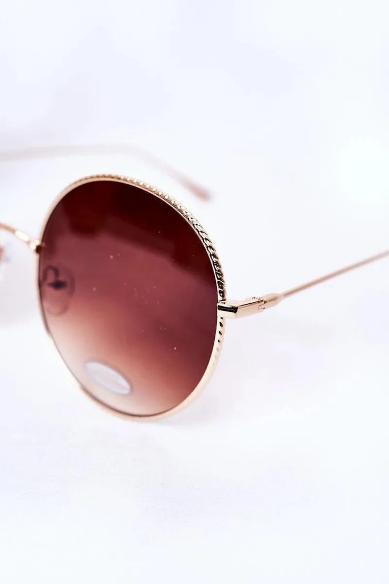 Okulary>Boto Złote Okrągłe Okulary Z Brązowymi Szkłami Ombre