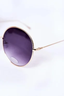 New Boto Złote Okrągłe Okulary Z Grafitowymi Szkłami Ombre