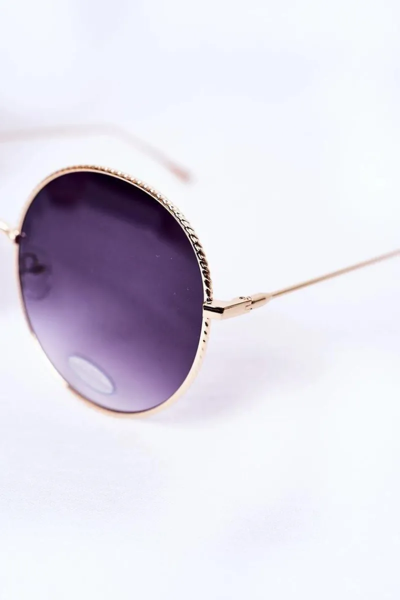 New Boto Złote Okrągłe Okulary Z Grafitowymi Szkłami Ombre