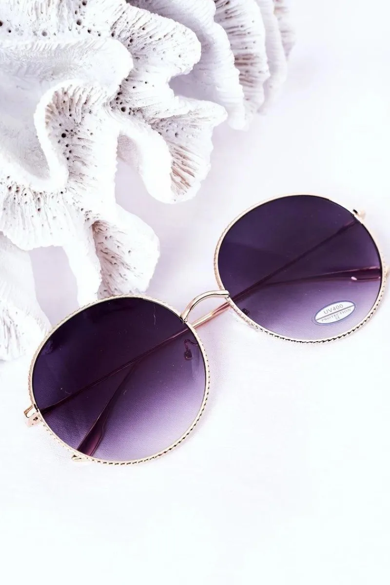 New Boto Złote Okrągłe Okulary Z Grafitowymi Szkłami Ombre