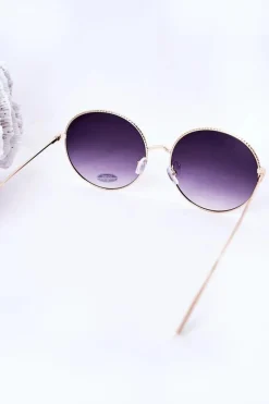 New Boto Złote Okrągłe Okulary Z Grafitowymi Szkłami Ombre