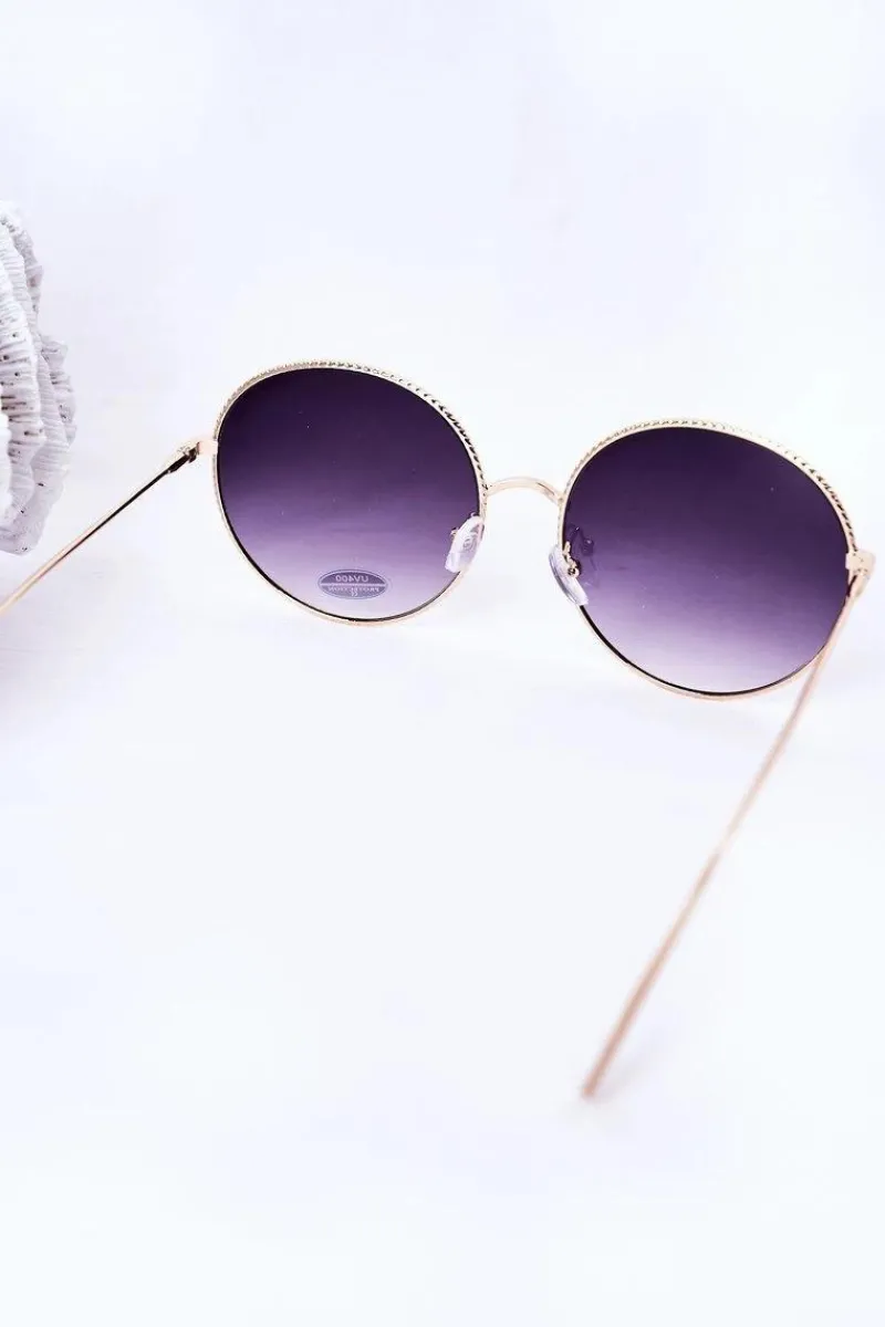 New Boto Złote Okrągłe Okulary Z Grafitowymi Szkłami Ombre