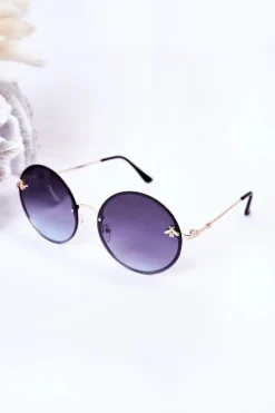 Best Złote Okrągłe Okulary Z Muchą Grafitowe Ombre Okulary