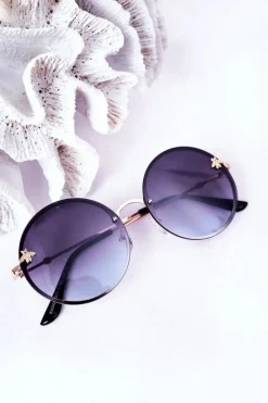 Best Złote Okrągłe Okulary Z Muchą Grafitowe Ombre Okulary