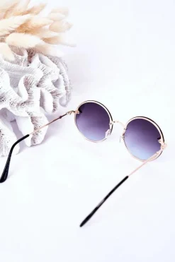 Best Złote Okrągłe Okulary Z Muchą Grafitowe Ombre Okulary