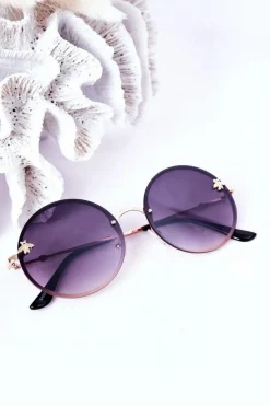 Discount Boto Złote Okrągłe Okulary Z Muchą Ciemnobrązowe Ombre