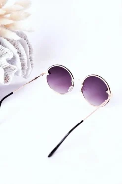 Discount Boto Złote Okrągłe Okulary Z Muchą Ciemnobrązowe Ombre