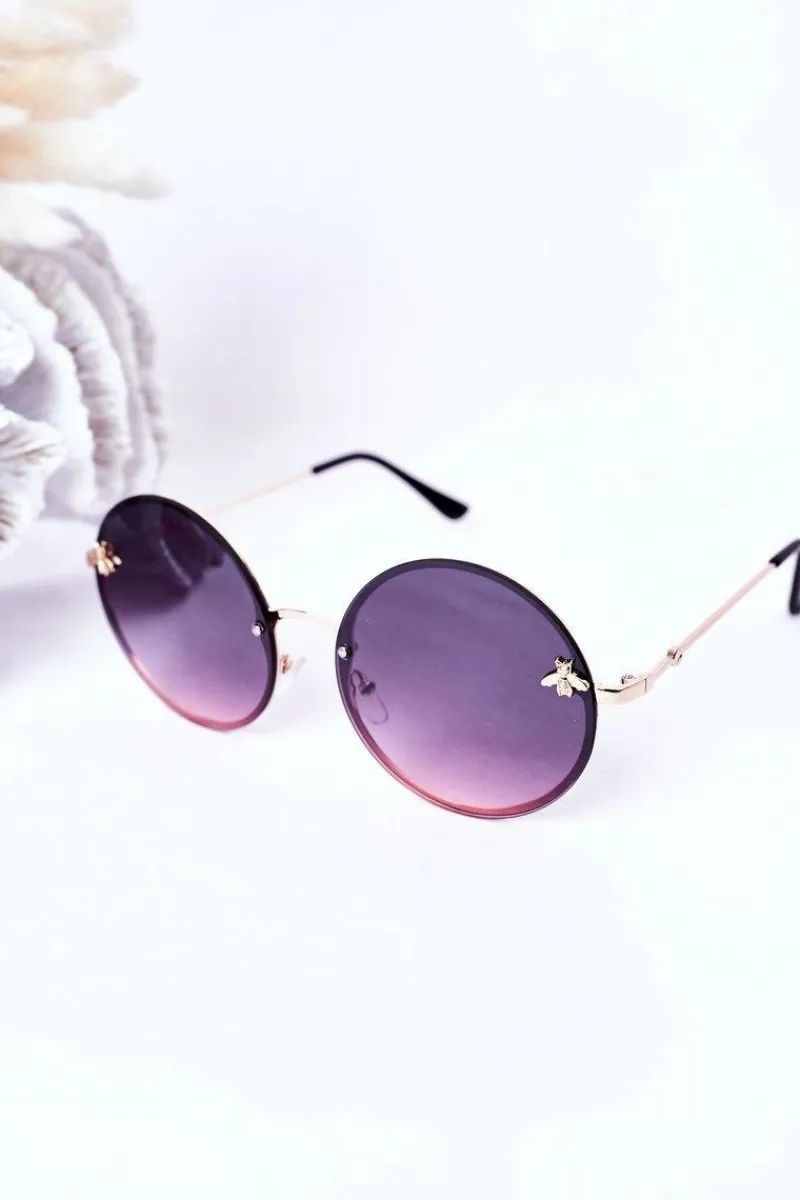 Best Boto Złote Okrągłe Okulary Z Muchą Różowe Ombre