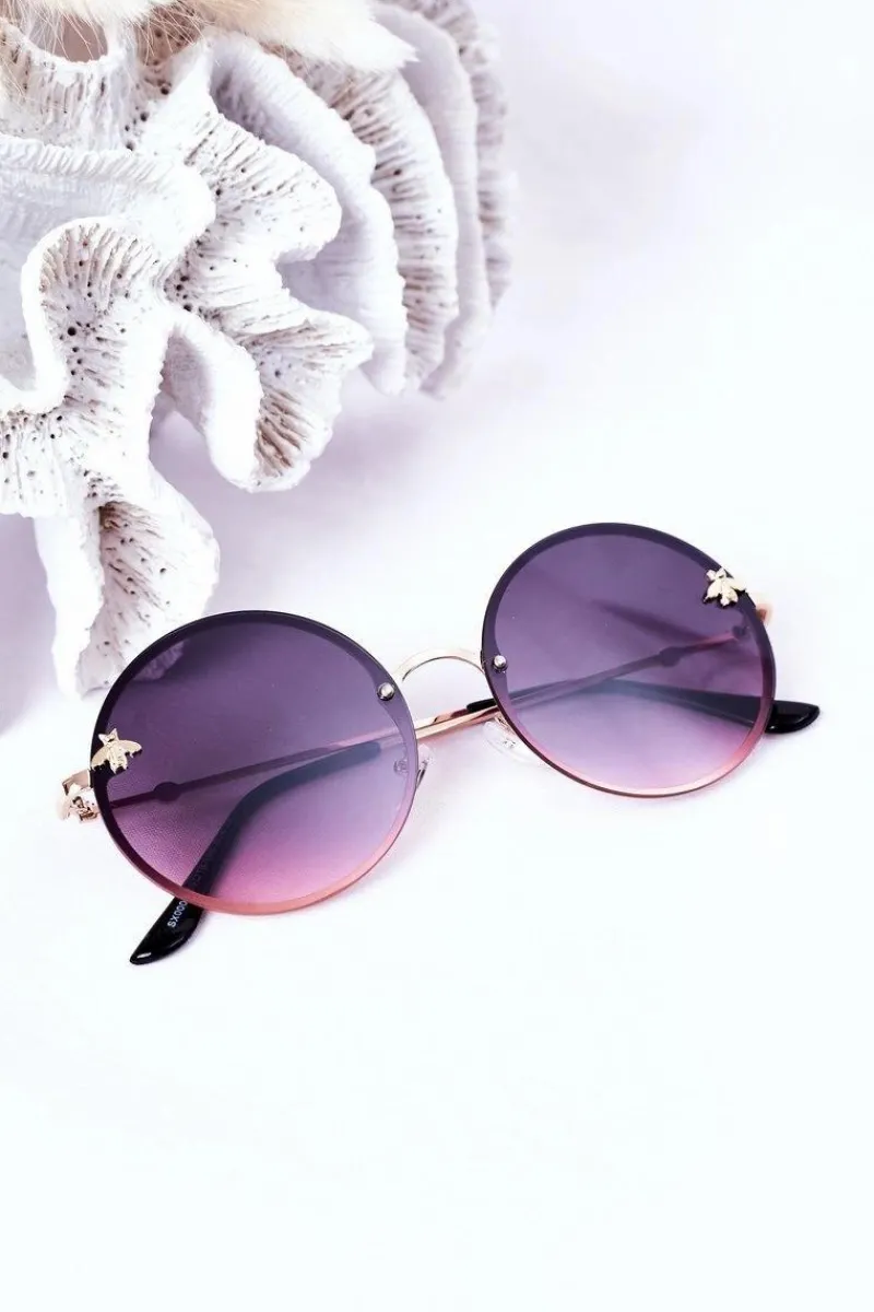 Best Boto Złote Okrągłe Okulary Z Muchą Różowe Ombre