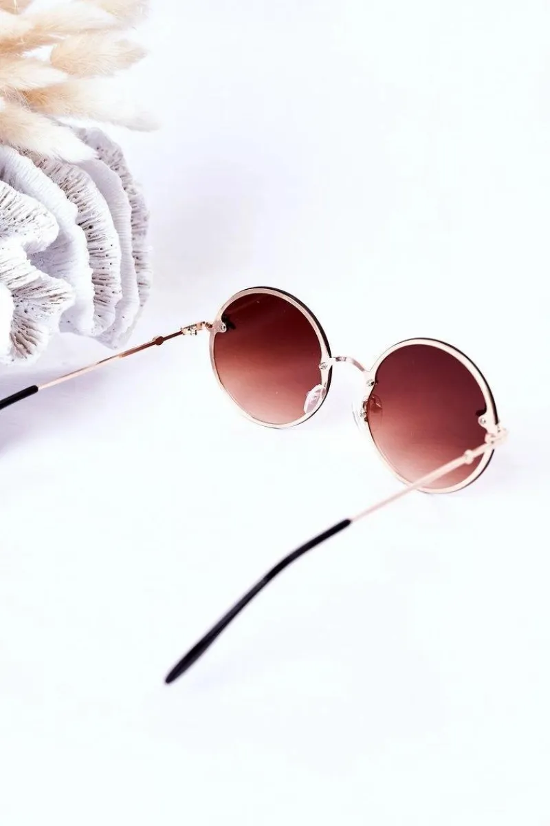 Okulary>Boto Złote Okrągłe Okulary Z Muchą Brązowe Ombre