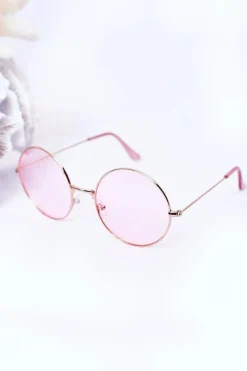 Okulary>Boto Złote Okulary Lenonki Z Różowymi Szkłami