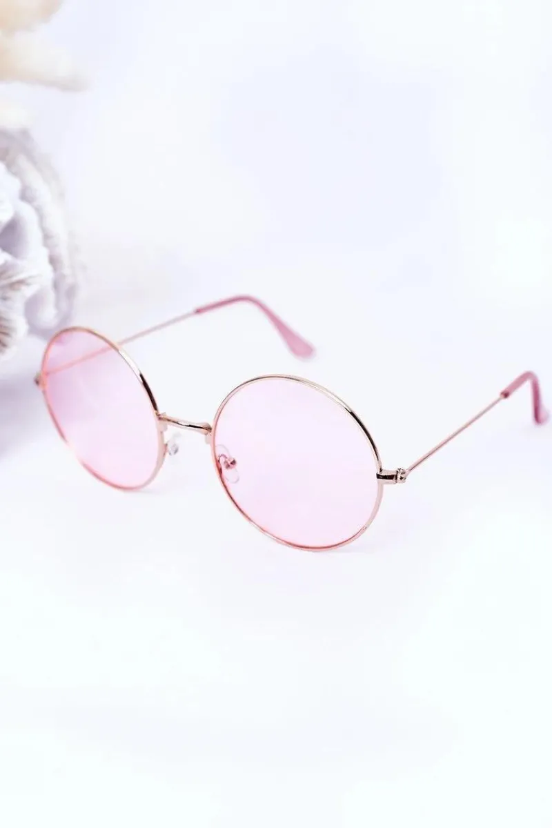 Okulary>Boto Złote Okulary Lenonki Z Różowymi Szkłami