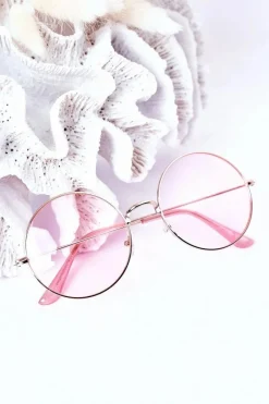 Okulary>Boto Złote Okulary Lenonki Z Różowymi Szkłami